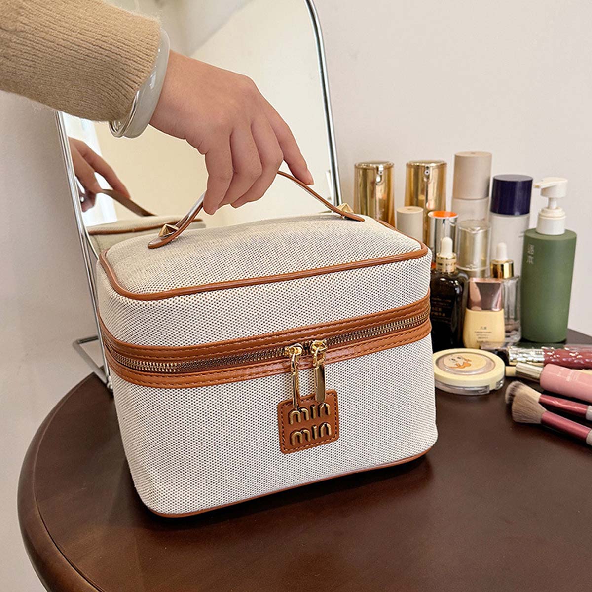 Tas organizer kanvas minimalis - Luxury Skincare China ulasan dan harga
